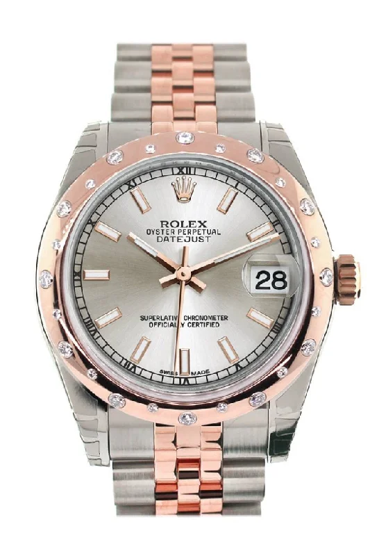 Rolex Datejust 31 Silver Dial Diamond Bezel 18K Rose Gold Two Tone Jubilee Ladies Watch 178341 Pre-owned-Rolex Explorer 42mm Polar Dial Watch