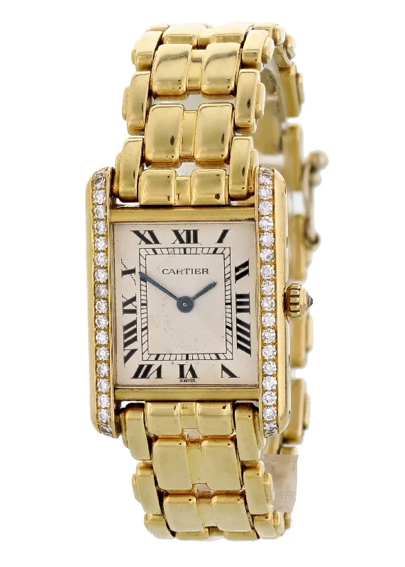 Cartier Tank Paris 18k Yellow Gold Ladies Watch-Cartier Trinity Ring with Diamonds