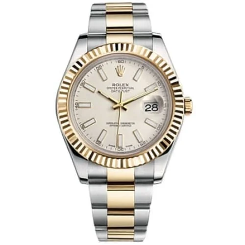 Rolex Datejust II 41mm - Ref: 116333 ISO - White Stick Dial, Two Tone Stainless Steel & 18K Yellow Gold Oyster Bracelet Men's Watch-Rolex Yacht-Master 40mm Diamond Dial Watch