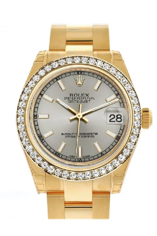 Rolex Datejust 31 Silver Dial Diamond Bezel 18K Yellow Gold Ladies Watch 178288 Pre-owned-Rolex GMT-Master II 126710BLNR Batman Watch