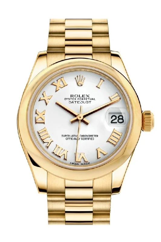 Rolex Datejust 31 White Roman Dial 18K Yellow Gold President Ladies Watch 178248 Pre-owned-Rolex Datejust 36mm Pink Dial Watch