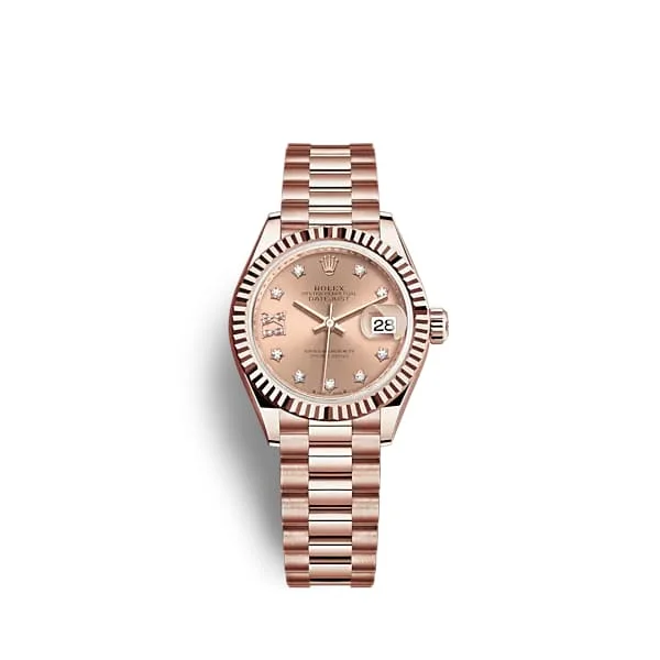 Rolex Lady Datejust 28mm - Ref: 279175-0029 - Rose Dial, 18K Rose Gold President Bracelet Women's Watch-Rolex Submariner 16610 Black Dial Watch