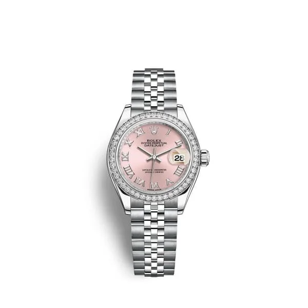 Rolex Lady-Datejust 28mm - Ref: 279384rbr-0005 - Pink Roman Dial & Diamond Bezel, Stainless Steel Jubilee Bracelet Women's Watch-Rolex GMT-Master II 126710BLRO Watch