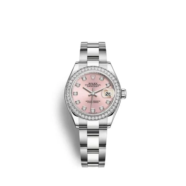 Rolex Lady-Datejust 28mm - Ref: 279384rbr-0004 - Pink Diamond Dial & Diamond Bezel, Stainless Steel Oyster Bracelet Women's Watch-Rolex Datejust 36mm Pink Dial Watch