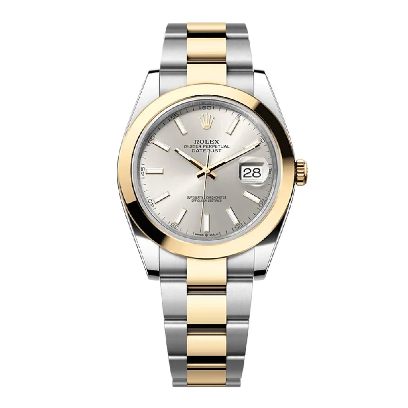 Rolex Datejust 41mm - Ref: 126303-0001 - Silver Stick Dial, Two Tone Stainless Steel & 18K Yellow Gold Oyster Bracelet Men's Watch-Rolex Submariner 16613 Two-Tone Watch