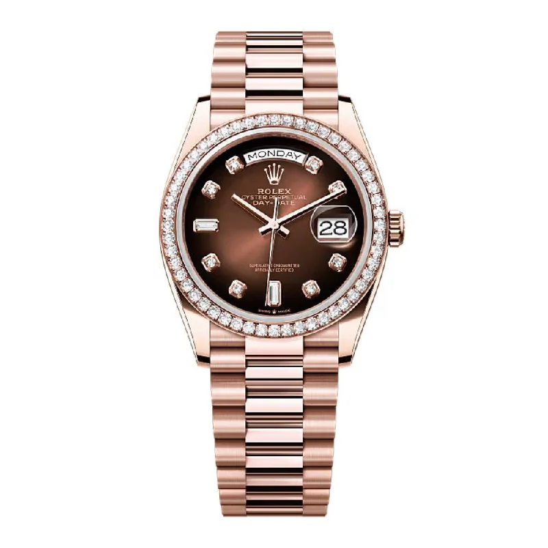 Rolex Day Date 36mm - Ref: 128345rbr-0040 - Brown Ombre Diamond Dial & Diamond Bezel, 18K Rose Gold President Bracelet Watch-Rolex GMT-Master II 126711CHNR Watch