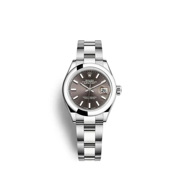 Rolex Lady-Datejust 28mm - Ref: 279160-0010 - Grey Stick Dial, Stainless Steel Oyster Bracelet Women's Watch-Rolex Milgauss Green Crystal Watch