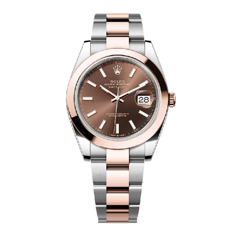 Rolex Datejust 41mm - Ref: 126301-0001 - Chocolate Stick Dial, Two Tone Stainless Steel & 18K Rose Gold Oyster Bracelet Men's Watch-Rolex Yacht-Master 40mm Blue Dial Watch