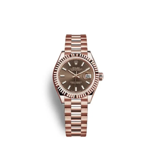 Rolex Lady Datejust 28mm - Ref: 279175-0007 - Chocolate Dial, 18K Rose Gold President Bracelet Women's Watch-Rolex Submariner 116619LB Blue Dial Watch