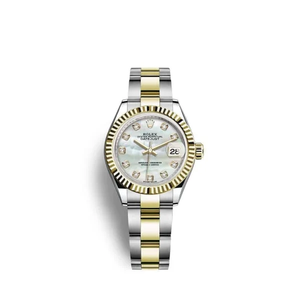 Rolex Lady-Datejust 28mm - Ref: 279173-0014 - White Mother of Pearl Diamond Dial, Two Tone Stainless Steel & 18K Yellow Gold Oyster Bracelet Women's Watch-Rolex GMT-Master II Pepsi Watch