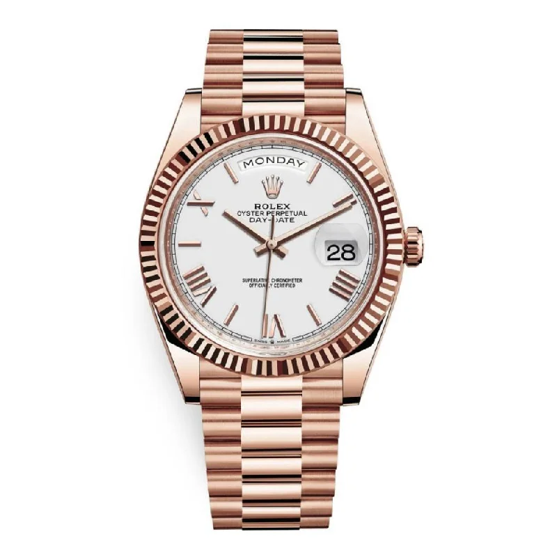 Rolex Day Date 40mm - Ref: 228235-0032 - White Roman Dial, 18K Rose Gold President Bracelet Men's Watch-Rolex Day-Date 36mm Rose Gold Watch