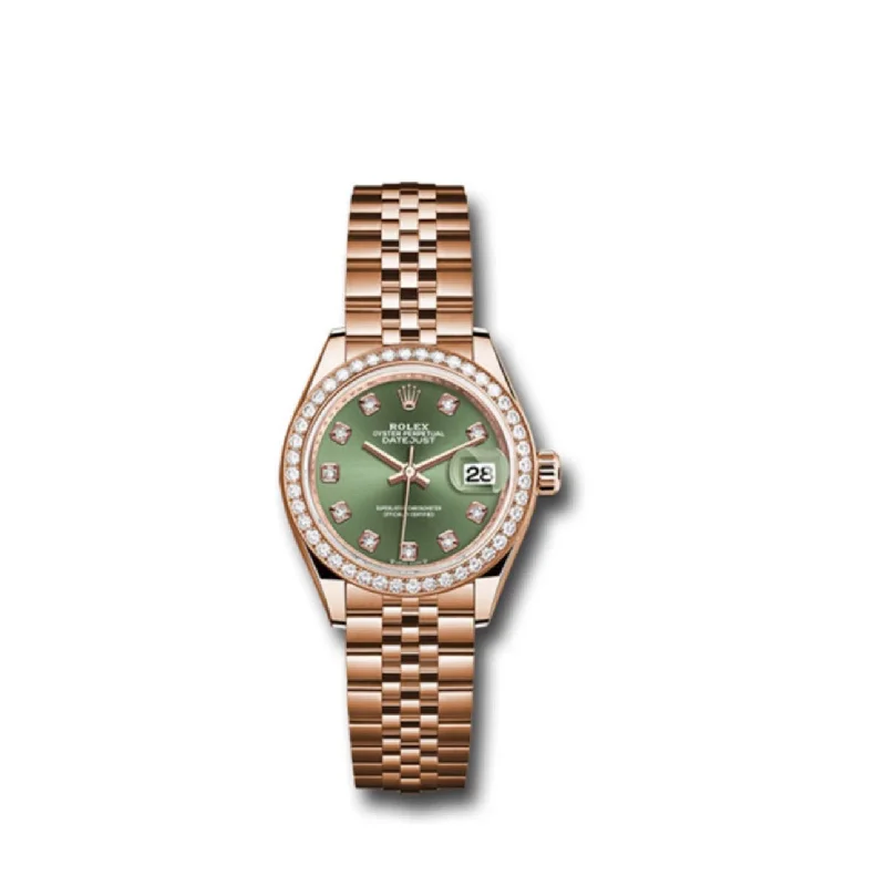 Rolex Lady-Datejust 28mm - Ref: 279135RBR ogdj - Green Diamond Dial & Diamond Bezel, 18K Rose Gold Jubilee Bracelet Women's Watch-Rolex Daytona 116520 Black Dial Watch