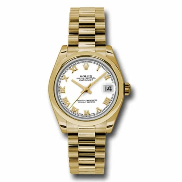 Rolex Datejust 31mm - Ref: 178248 wrp - White Roman Dial, 18K Yellow Gold President Bracelet Women's Watch-Rolex Explorer 2 Watch