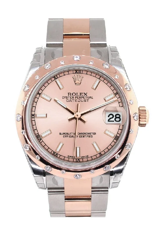 Rolex Datejust 31 Pink Dial Diamond Bezel 18K Rose Gold Two Tone Ladies Watch 178341 Pre-owned-Rolex Oyster Perpetual 36mm Watch