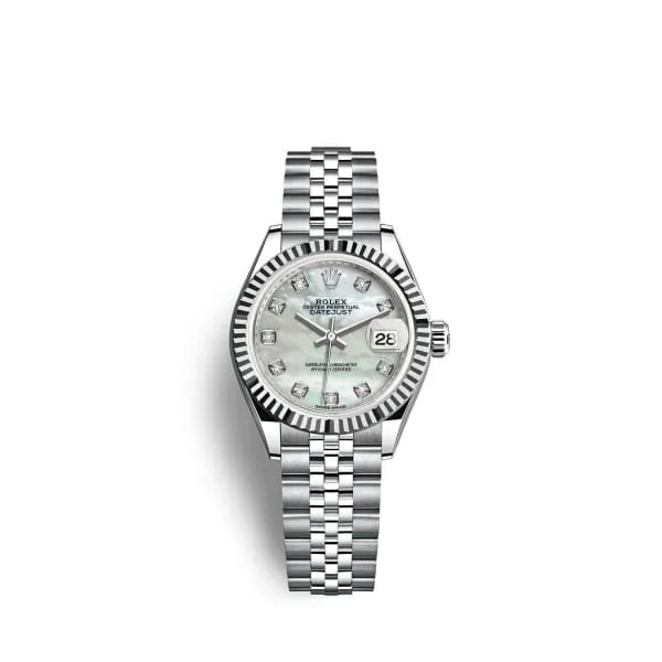 Rolex Lady-Datejust 28mm - Ref: 279174-0009 - White Mother of Pearl Diamond Dial, Stainless Steel Jubilee Bracelet Women's Watch-Rolex Yacht-Master 40mm Blue Dial Watch