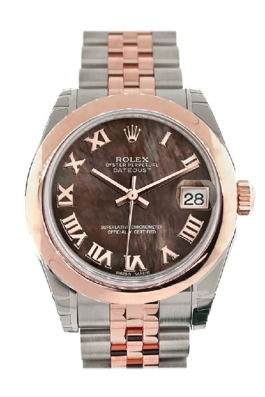 Rolex Datejust 31 Black Mother of Pearl Roman Dial 18K Rose Gold Two Tone Jubilee Ladies Watch 178241 Pre-owned-Rolex Daytona 116519LN Watch