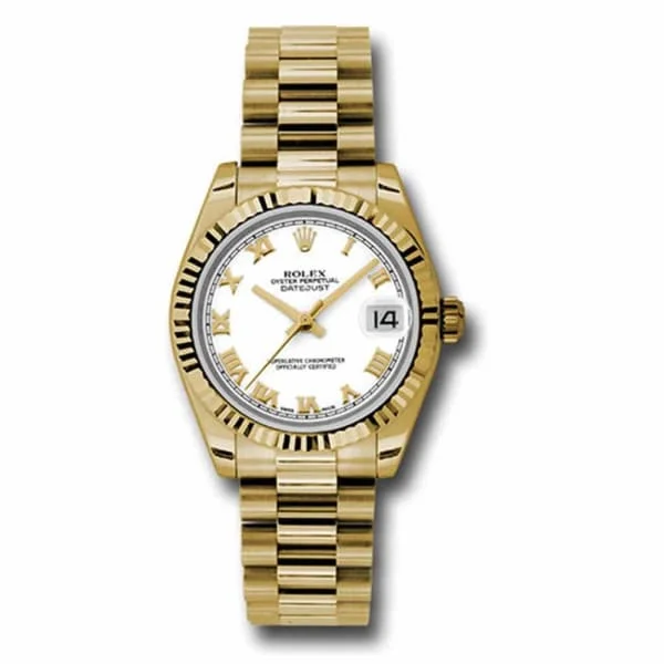 Rolex Datejust 31mm - Ref: 178278 wrp - White Dial, 18K Yellow Gold President Bracelet Women's Watch-Rolex Submariner Ceramic Watch