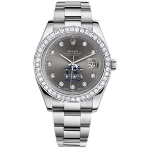 Rolex Datejust II 41mm - Ref: 116300 db - Slate Grey Dial & Diamond Bezel, Stainless Steel Oyster Bracelet Men's Watch-Rolex Milgauss White Dial Watch