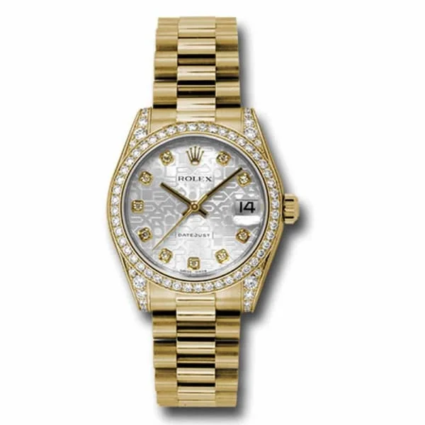 Rolex Datejust 31mm - Ref: 178158 sjdp - Silver Jubilee Dial, 18K Yellow Gold President Bracelet Women's Watch-Rolex Datejust 41mm Steel Watch