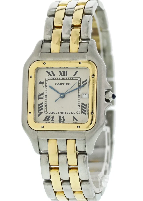 Large Cartier Panthere 8395 18K Yellow Gold Stainless Steel Watch-Cartier Panthère Diamond Bracelet