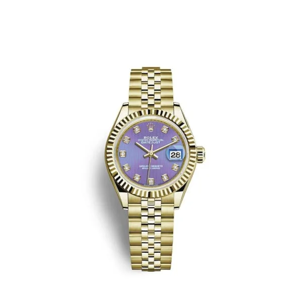 Rolex Lady Datejust 28mm - Ref: 279178-0019 - Purple Dial, 18K Yellow Gold Jubilee Bracelet Women's Watch-Rolex Submariner Men’s Watch