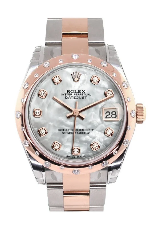 Rolex Datejust 31 White Mother of Pearl Diamond Dial Diamond Bezel 18K Rose Gold Two Tone Ladies Watch 178341 Pre-owned-Rolex GMT-Master II Men’s Watch