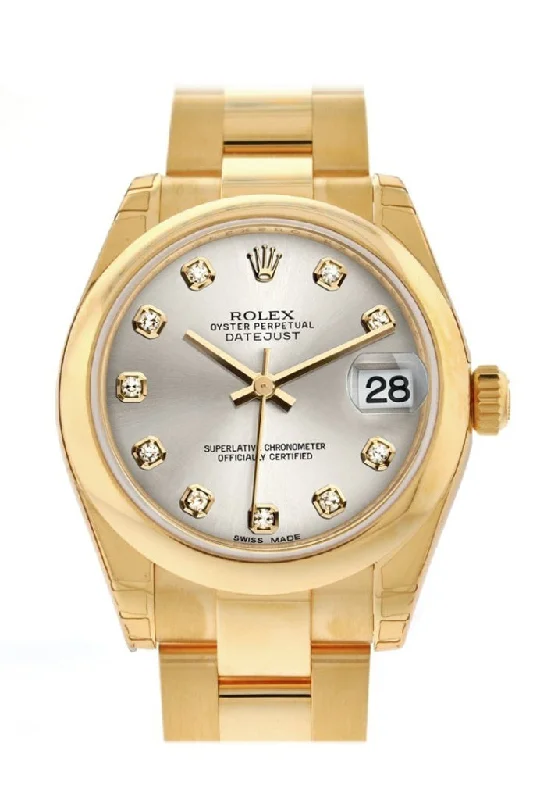 Rolex Datejust 31 Silver Diamond Dial 18K Yellow Gold Ladies Watch 178248 Pre-owned-Rolex Submariner 126610LN Watch