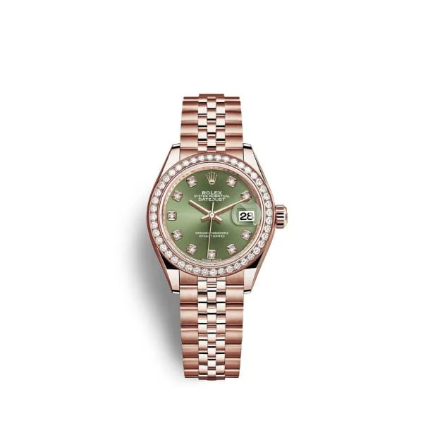 Rolex Lady-Datejust 28mm - Ref: 279135rbr-0015 - Green Diamond Dial & Diamond Bezel, 18K Rose Gold Jubilee Bracelet Women's Watch-Rolex GMT-Master II Pepsi Watch