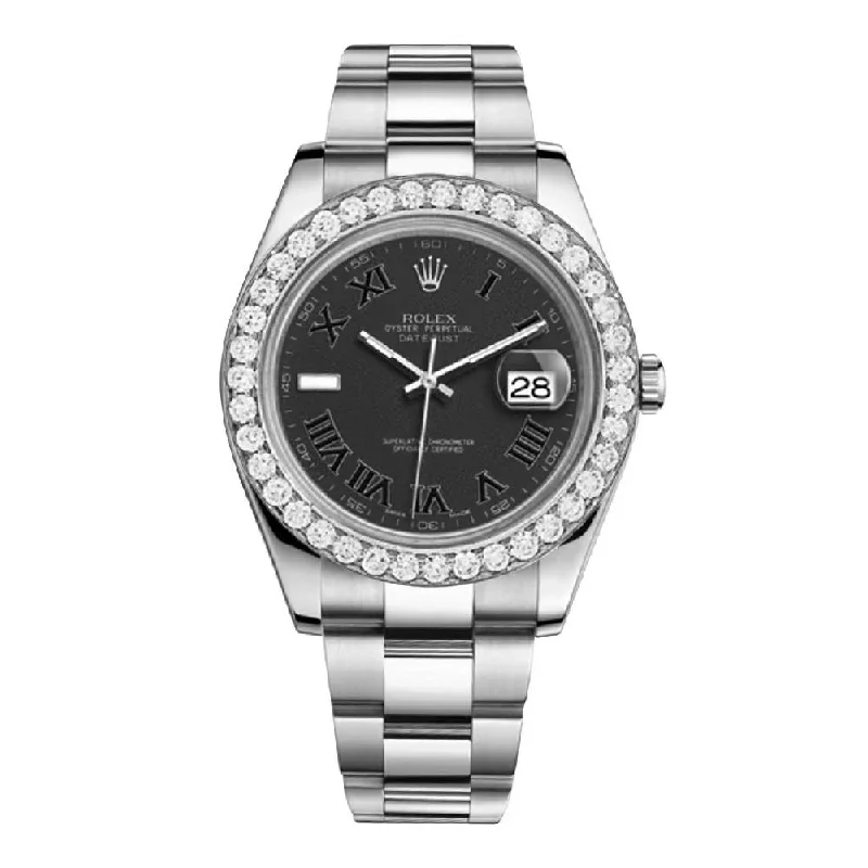 Rolex Datejust II 41mm - Ref: 116300 - Black Dial & Diamond Bezel, Stainless Steel Oyster Bracelet Men's Watch-Rolex Yacht-Master 40mm Everose Gold Watch