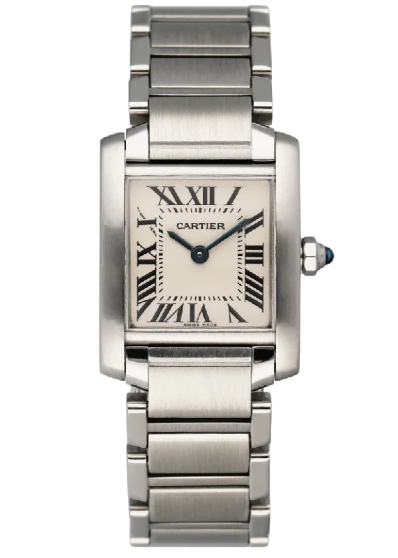 Cartier Tank Francaise 2384 Stainless Steel Ladies Watch-Cartier Love Earrings with Sapphire