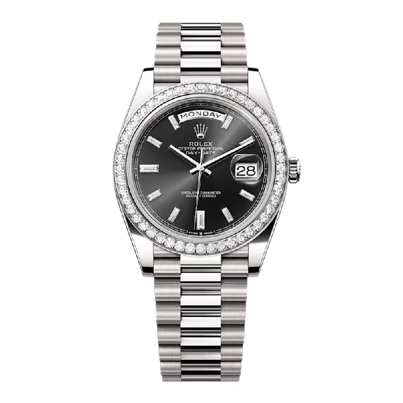 Rolex Day Date 40mm - Ref: 228349rbr-0003 - Black Diamond Dial & Diamond Bezel, Platinum President Bracelet Men's Watch-Rolex GMT-Master II Pepsi Watch