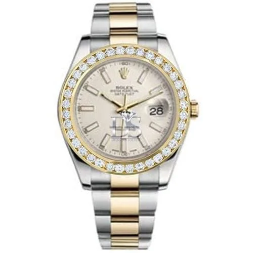 Rolex Datejust II 41mm - Ref: 116300ISODB - White Stick Dial & Diamond Bezel, Two Tone Stainless Steel & 18K Yellow Gold Oyster Bracelet Men's Watch-Rolex Yacht-Master 40mm Two-Tone Watch