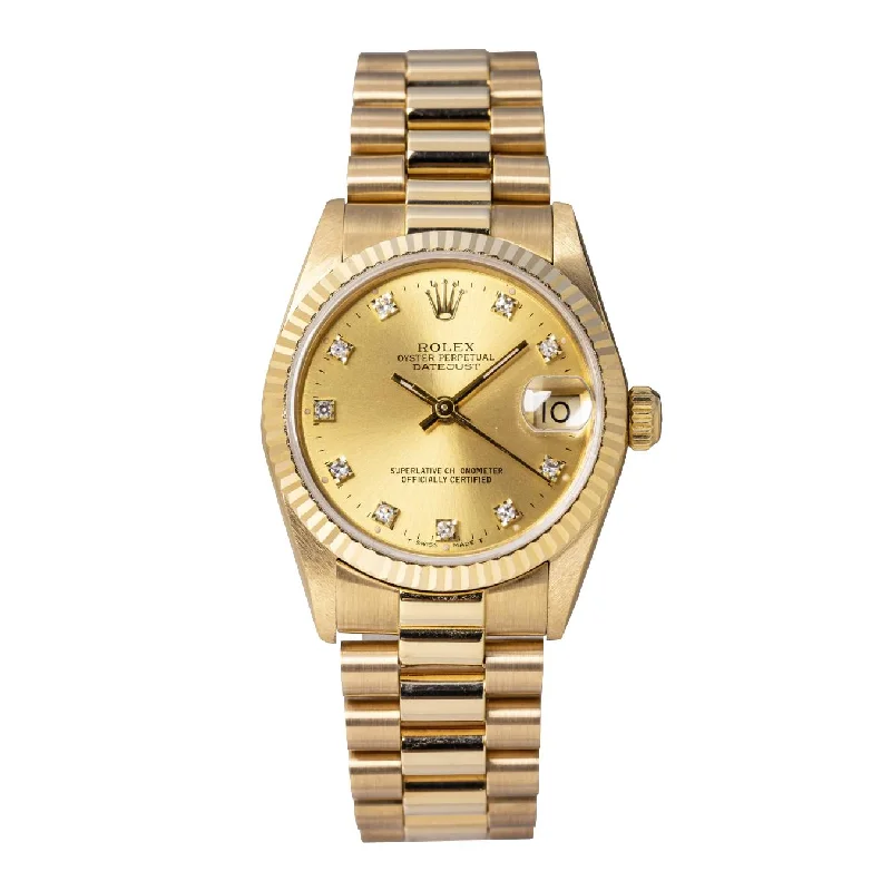 Rolex Datejust 31 mm | 18k Yellow gold President bracelet | Champagne dial Fluted bezel | Unisex Watch 68278-Rolex GMT-Master II 126710 Watch