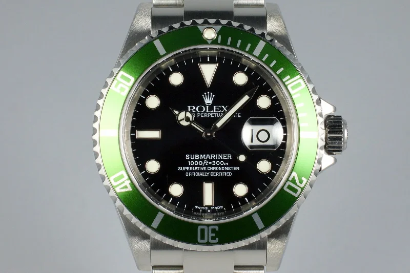 2004 Rolex Green Submariner 16610LV Mark II Dial with Box and Papers-Rolex Cosmograph Daytona Ceramic Bezel Watch