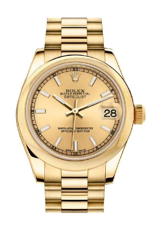 Rolex Datejust 31 Champagne Dial 18K Yellow Gold President Ladies Watch 178248 Pre-owned-Rolex Yacht-Master 40mm Steel Watch