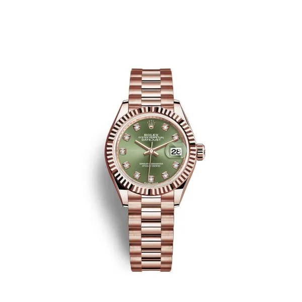 Rolex Lady Datejust 28mm - Ref: 279175-0009 - Green Dial, 18K Rose Gold President Bracelet Women's Watch-Rolex Explorer 40mm Stainless Steel Watch