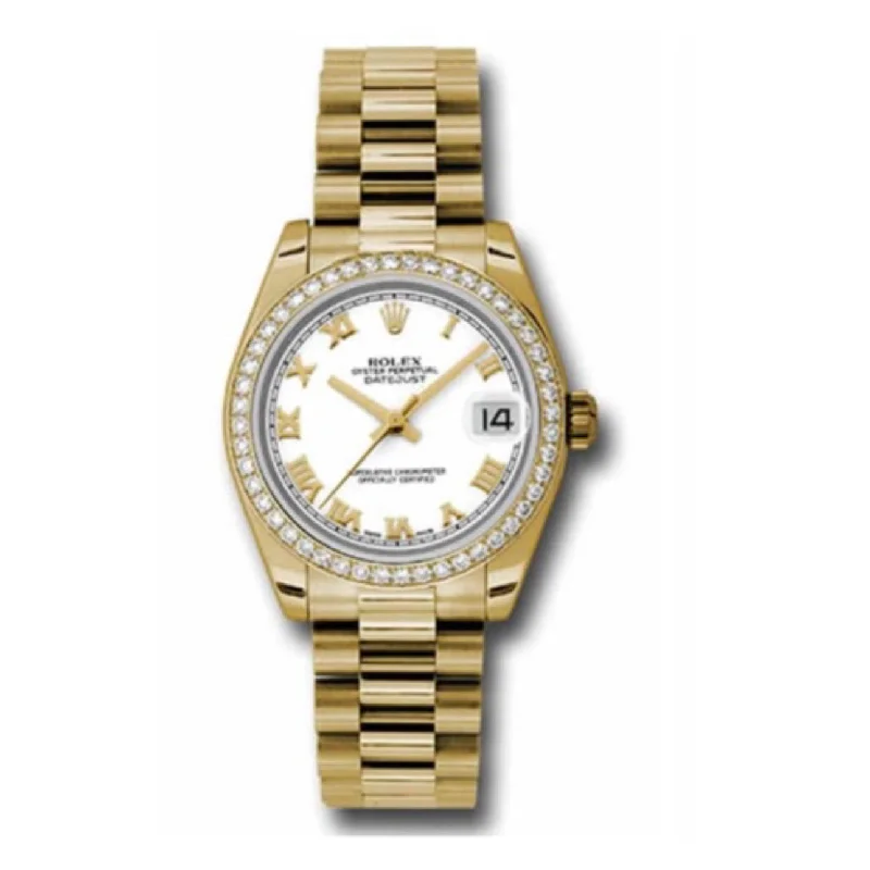 Rolex Datejust 31mm - Ref: 178288 wrp - White Dial & Diamond Bezel, 18K Yellow Gold President Bracelet Women's Watch-Rolex Cosmograph Daytona 116500 Watch