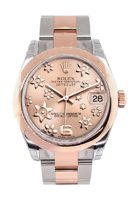 Rolex Datejust 31 Pink Raised Floral Motif Dial 18K Rose Gold Two Tone Ladies Watch 178241-Rolex GMT-Master II 126710BLNR Batman Watch