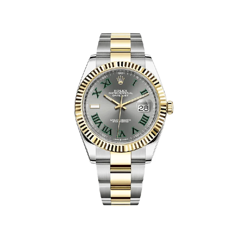 Rolex Datejust 126333 Yellow Gold Stainless Steel Slate/Green Roman Dial-Rolex Oyster Perpetual 41mm Watch