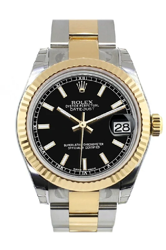 Rolex Datejust 31 Black Dial Fluted Bezel 18K Gold Two Tone Ladies 178273 Pre-owned-Rolex GMT-Master II Red and Blue Watch