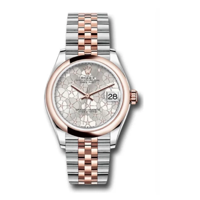 Rolex Datejust 31mm - Ref: 278241 sflomdj - Silver Floral Motif Dial, Two Tone Stainless Steel & 18K Rose Gold Jubilee Bracelet Women's Watch-Rolex Datejust Women’s Watch