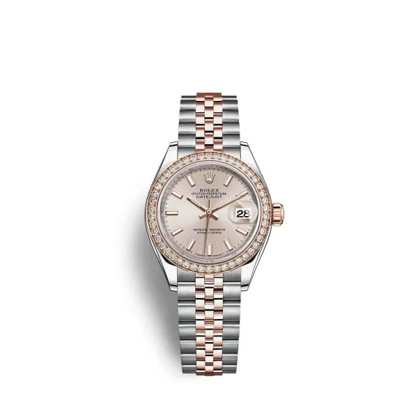 Rolex Lady-Datejust 28mm - Ref: 279381rbr-0001 - Sundust Stick Dial & Diamond Bezel, Two Tone Stainless Steel & 18K Rose Gold Jubilee Bracelet Women's Watch-Rolex Explorer I Watch