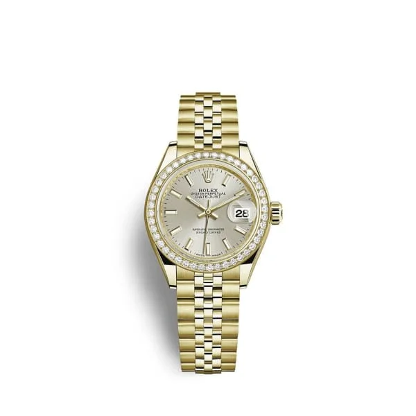 Rolex Lady Datejust 28mm - Ref: 279138rbr-0012 - Silver Dial, 18K Yellow Gold Jubilee Bracelet Women's Watch-Rolex Day-Date Rose Gold Watch