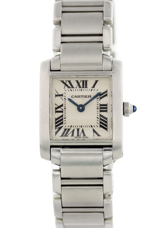 Cartier Tank Francaise 2384 Stainless Steel Quartz-Cartier Tank Louis 18k Gold Watch