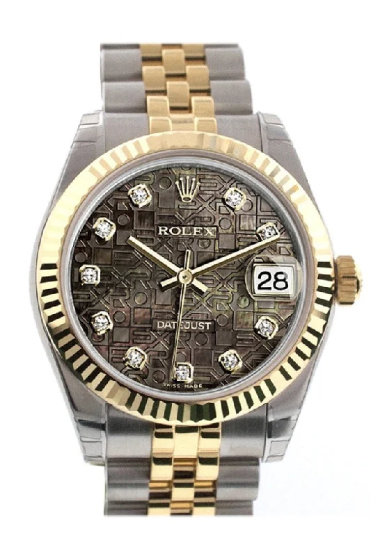 Rolex Datejust 31 Black Mother of Pearl Jubilee Diamonds Dial Fluted Bezel 18K Gold Two Tone Jubilee Ladies 178273 Pre-owned-Rolex Daytona 116500LN Watch