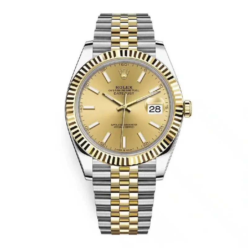 Rolex Datejust 41mm - Ref: 126333-0010 - Champagne Stick Dial, Two Tone Stainless Steel & 18K Yellow Gold Jubilee Bracelet Men's Watch-Rolex GMT-Master II Root Beer Watch