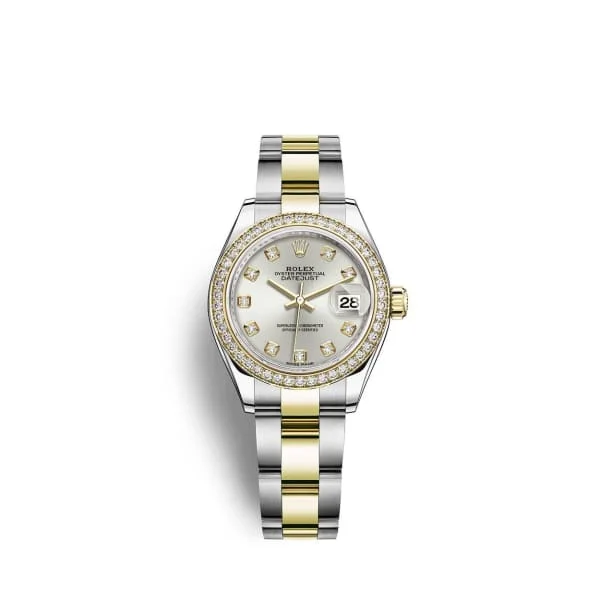 Rolex Lady-Datejust 28mm - Ref: 279383rbr-0008 - Silver Diamond Dial & Diamond Bezel, Two Tone Stainless Steel & 18K Yellow Gold Oyster Bracelet Women's Watch-Rolex Datejust 31mm Watch