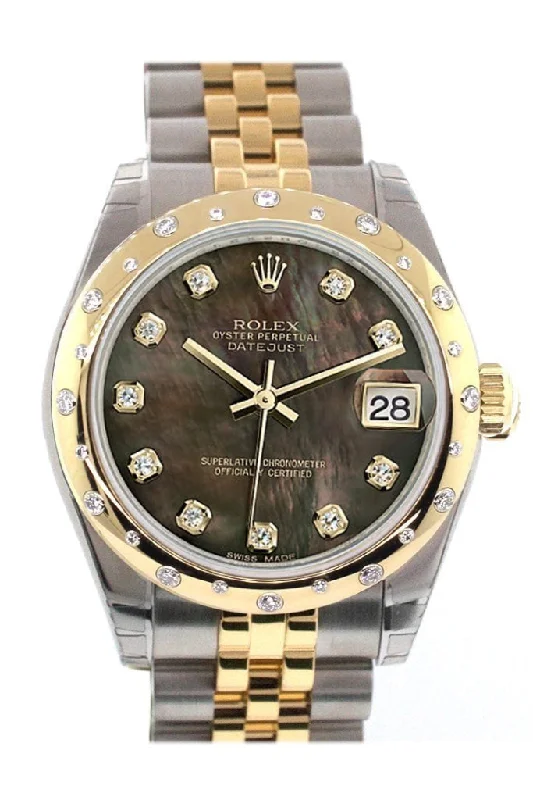 Rolex Datejust 31 Black Mother of Pearl Diamonds Dial Diamond Bezel 18K Gold Two Tone Jubilee Ladies 178343 Pre-owned-Rolex Daytona 116520 Black Dial Watch