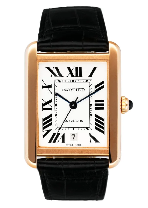 Cartier Tank Solo XL W5200026 18K Rose Gold Mens Watch-Cartier Panthère Bracelet with Diamonds