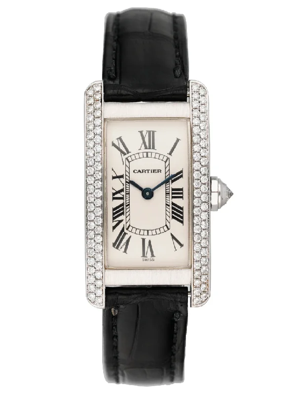 Cartier Tank Americaine 1713 18K White Gold Diamond Ladies Watch-Cartier Ballon Bleu Watch for Men